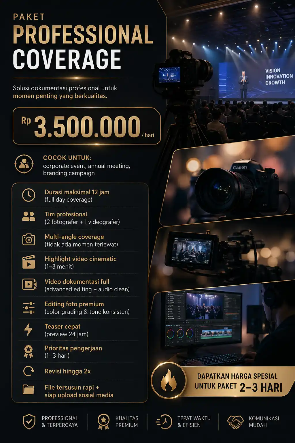 Paket Professional Coverage untuk corporate event dan branding campaign